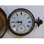 A late 19thC Continental silver coloured metal cased full hunter pocket watch,