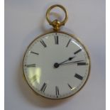 An 18ct gold cased fob watch with engine turned decoration,
