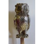 A late Victorian silver page-turner with a rapier design blade, the handle fashioned as an owl,