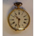 A lady's 18ct gold cased small fob watch,