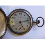 A late 19thC Continental slim, white metal cased full hunter pocket watch,