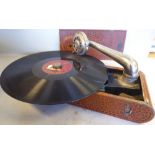 A 'vintage' Swiss made Thoreus Excelda portable gramophone,