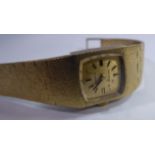 A lady's Jean Renet 9ct gold cased, flexible, textured bracelet wristwatch,