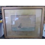 Lowry Lewis - a seascape with a ship under sail watercolour bears a signature 7'' x 9.