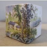 A Chinese Republic period porcelain square blush pot, decorated with a cottage in a landscape 3.