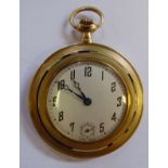 An Election 18ct gold slim cased, engine turned, enamelled blue lined cased pocket watch,