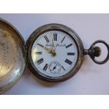 A late 19thC Continental white metal cased full hunter pocket watch,