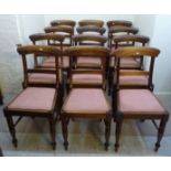 A set of twelve modern South African rosewood framed bar back dining chairs,