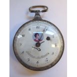 A mid 19thC French silver coloured metal cased pocket watch,