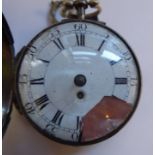 An early/mid 19thC silver pair cased pocket watch, the outer embossed with a seated hare,