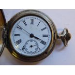 A late 19thC Continental white metal cased full hunter pocket watch,