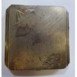 An Art Deco inspired silver square powder compact with engine turned decoration,