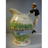 A Crown Devon Fieldings china novelty musical jug, featuring Eton Collage,