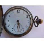 An early 20thC Havila Swiss made, slim, white metal cased, full hunter pocket watch with concentric,