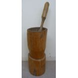 An 'antique' (possibly South African) rustically constructed hardwood pestle and mortar,