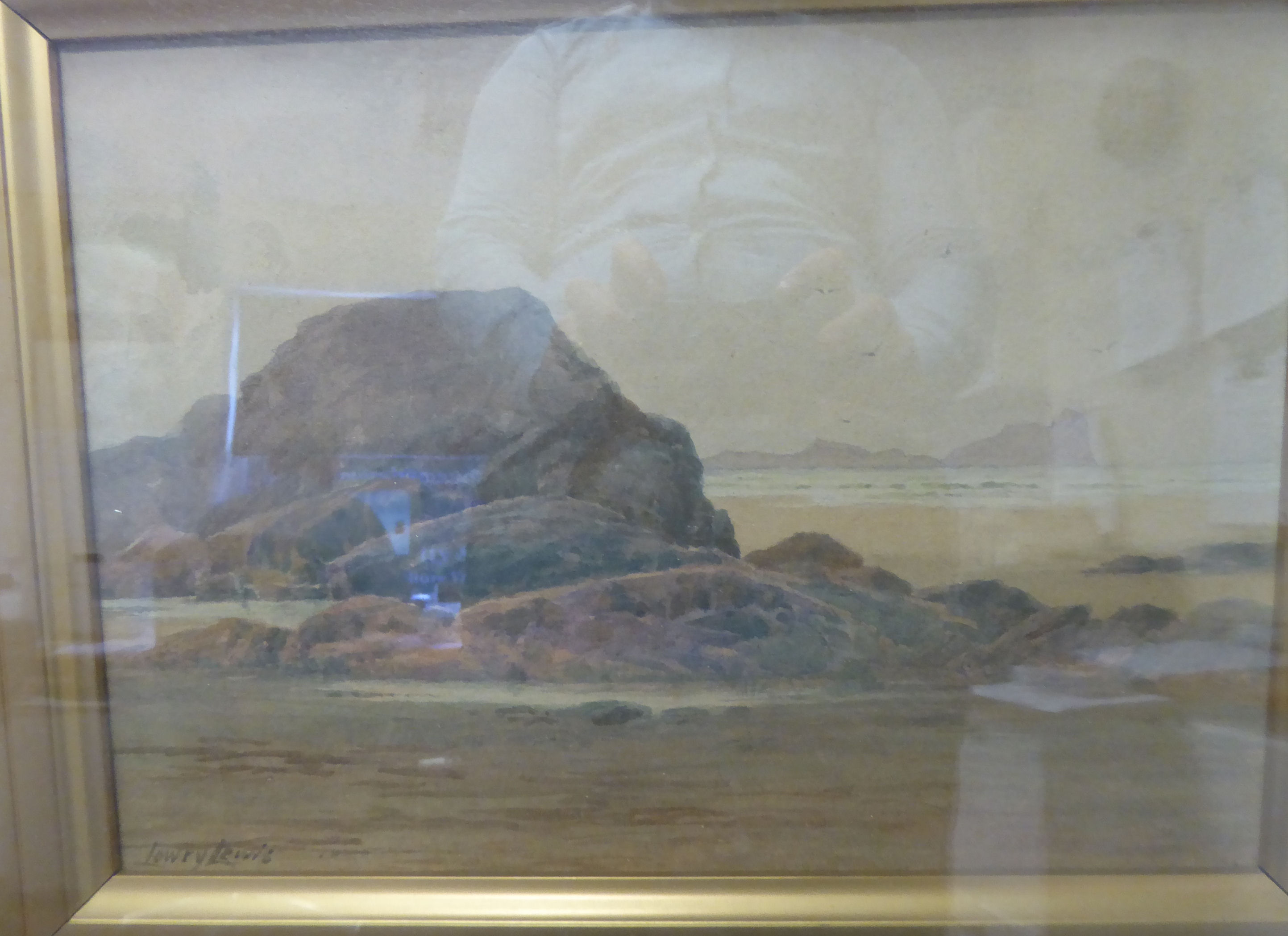 Lowry Lewis - a deserted shoreline scene watercolour bears a signature 9'' x 13'' framed - Image 2 of 4