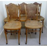 A set of five early 20thC beech framed dining chairs,