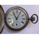 A late 19thC Continental silver coloured metal cased full hunter pocket watch,