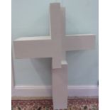 Keith Milow - 'One Hundred and Sixth Cross' a white painted wooden sculpture bears an inscription,