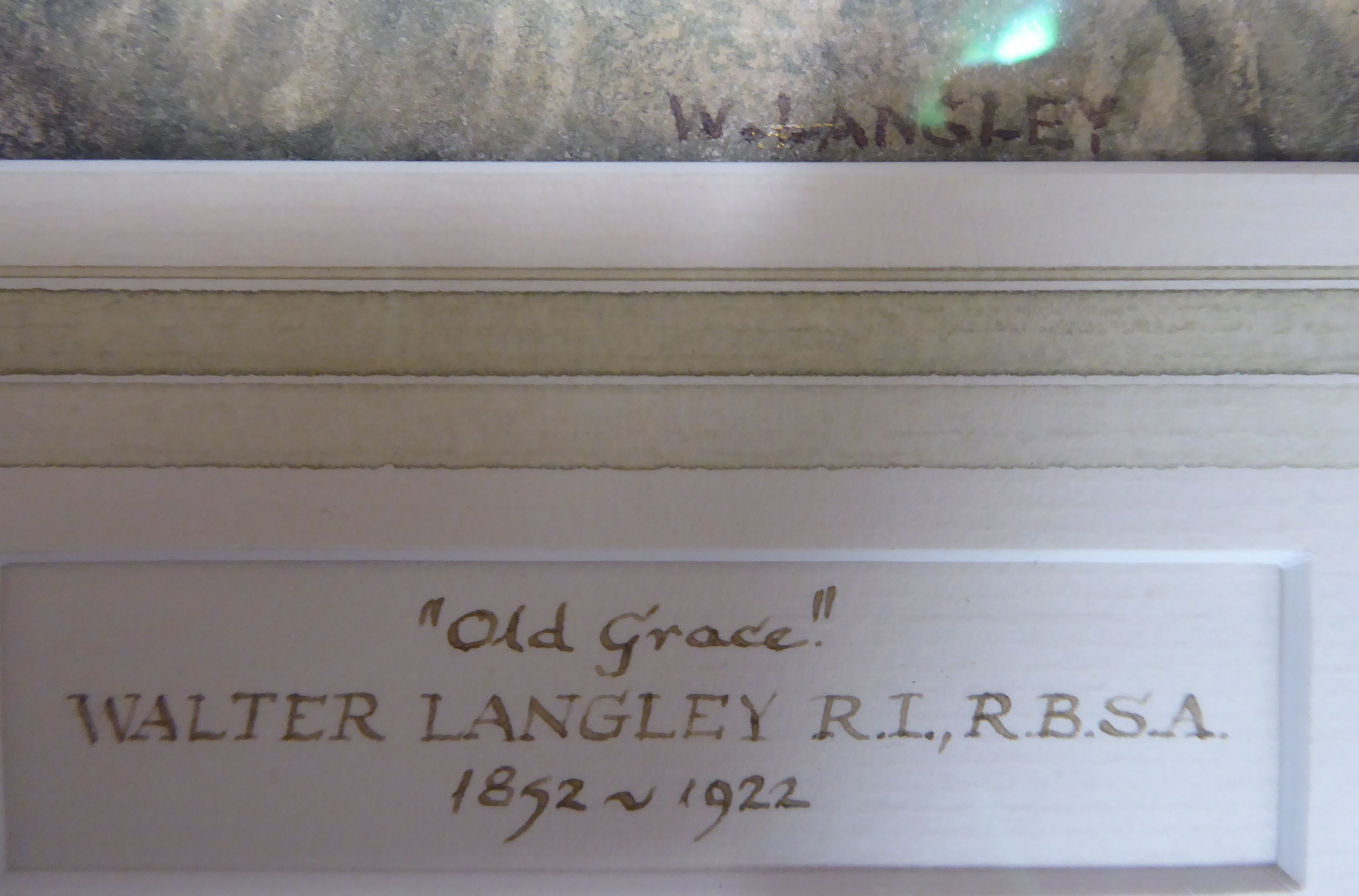 Walter Langley - 'Old Grace' pencil & watercolour bears a signature 4.5'' x 6. - Image 3 of 5