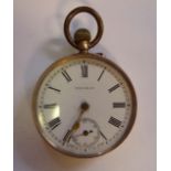 A Pacific 9ct gold cased pocket watch with engine turned decoration,