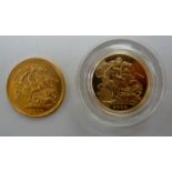 Two Elizabeth II Millennium Edition sovereigns,