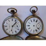 Two similar late 19thC Continental white metal and full hunter pocket watches,