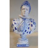A 19thC Delftware bust of Napoleon,