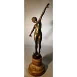 F Ouillon Carrere - 'Sword Dance' a gilt bronze figure bears a signature & dated 1919,