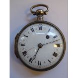 An early/mid 19thC white metal cased pocket watch,