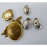 Five similar 'antique' white metal and other pendant lockets 11