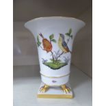 A Herend ivory glazed porcelain vase with a wide, flared rim,