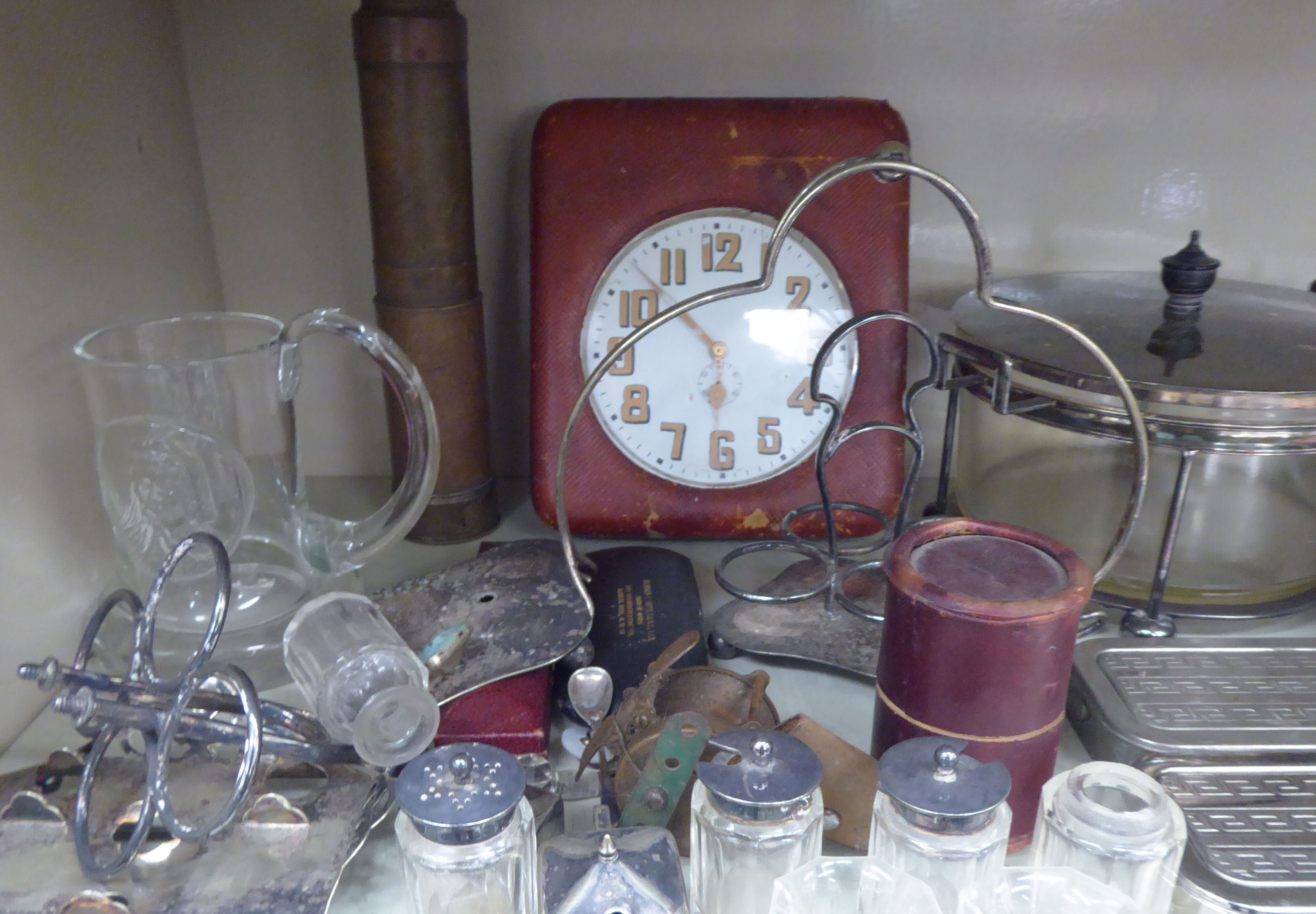 A mixed lot: to include an early/mid 20thC silver plated traveller's Goliath pocket watch, - Image 2 of 3