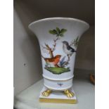 A Herend ivory glazed porcelain vase with a wide, flared rim,