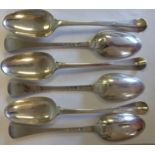 A set of six Netherlands silver Hanoverian pattern tablespoons bearing marks of Rotterdam 1807-10