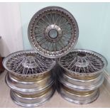 A set of five chromium plated, spoked wire wheels for a Jaguar E-type Mark Two,