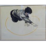 A Sonia Lawson - 'The Circle' a child drawing a circle on the ground coloured crayon bears an