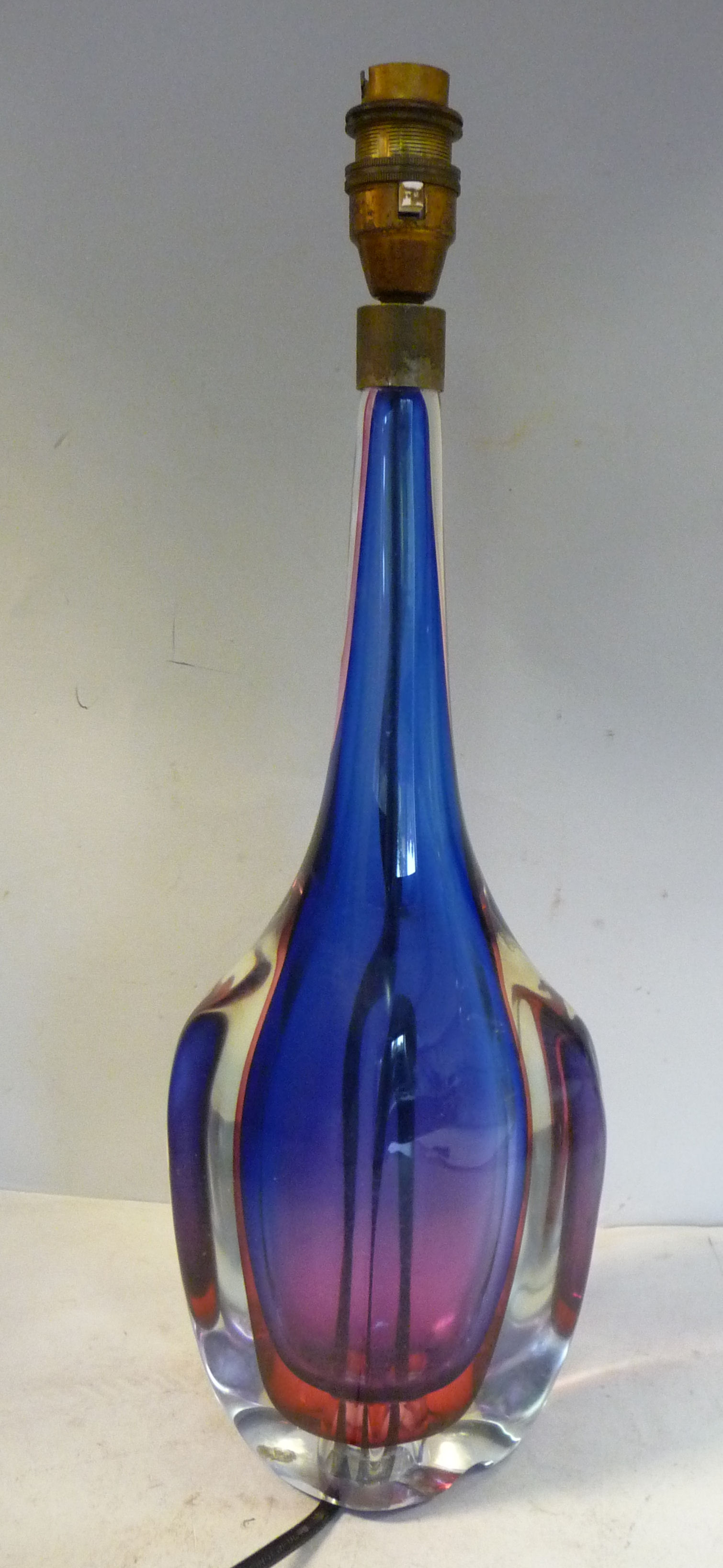 A 1950s Italian layered blue, red and mauve glass vase design table lamp of tapered, - Image 5 of 10