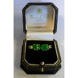 A pair of 18ct gold jade and diamond set earrings