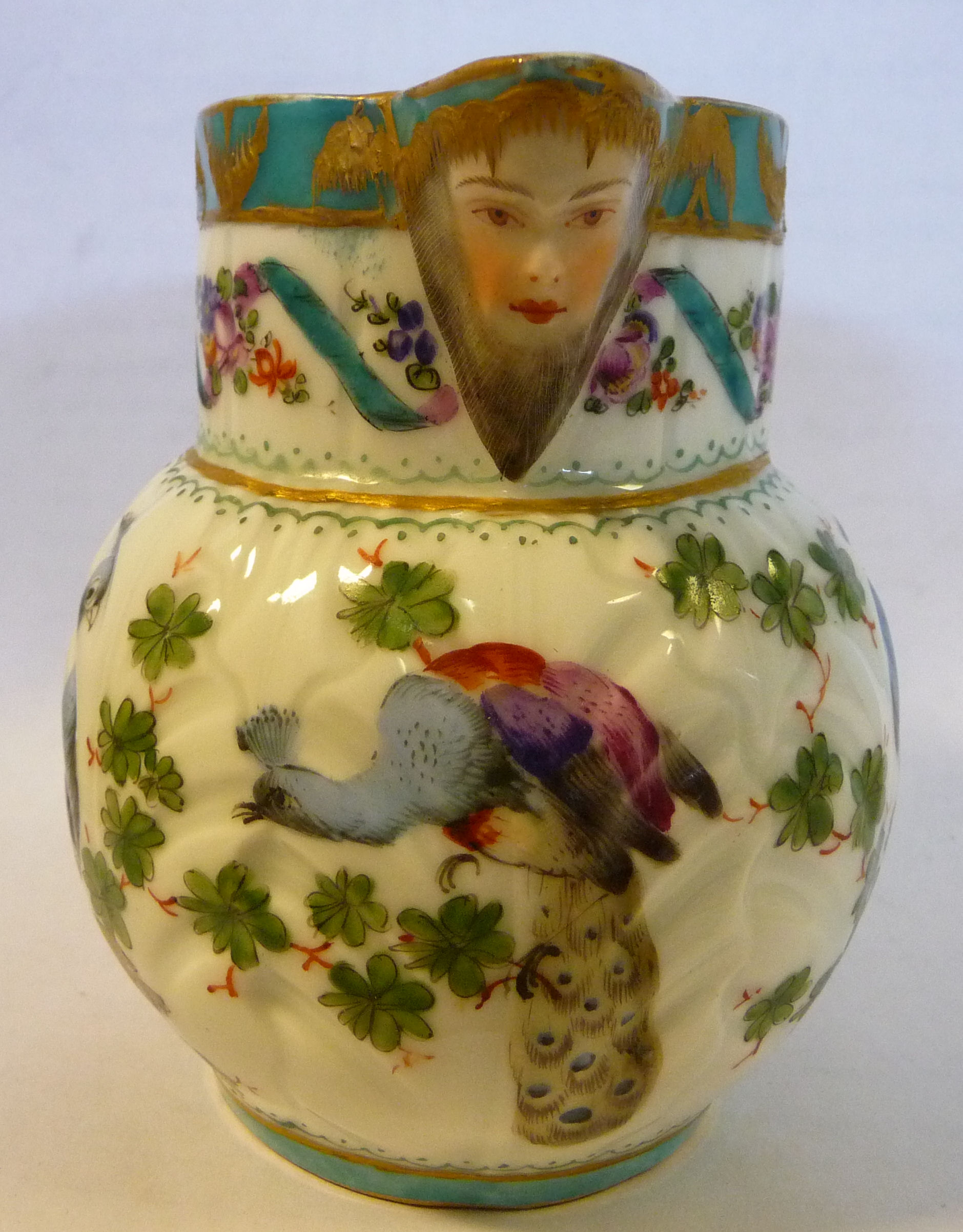 A late 18thC style Continental moulded porcelain jug of bulbous form with a double C-scrolled - Image 5 of 12