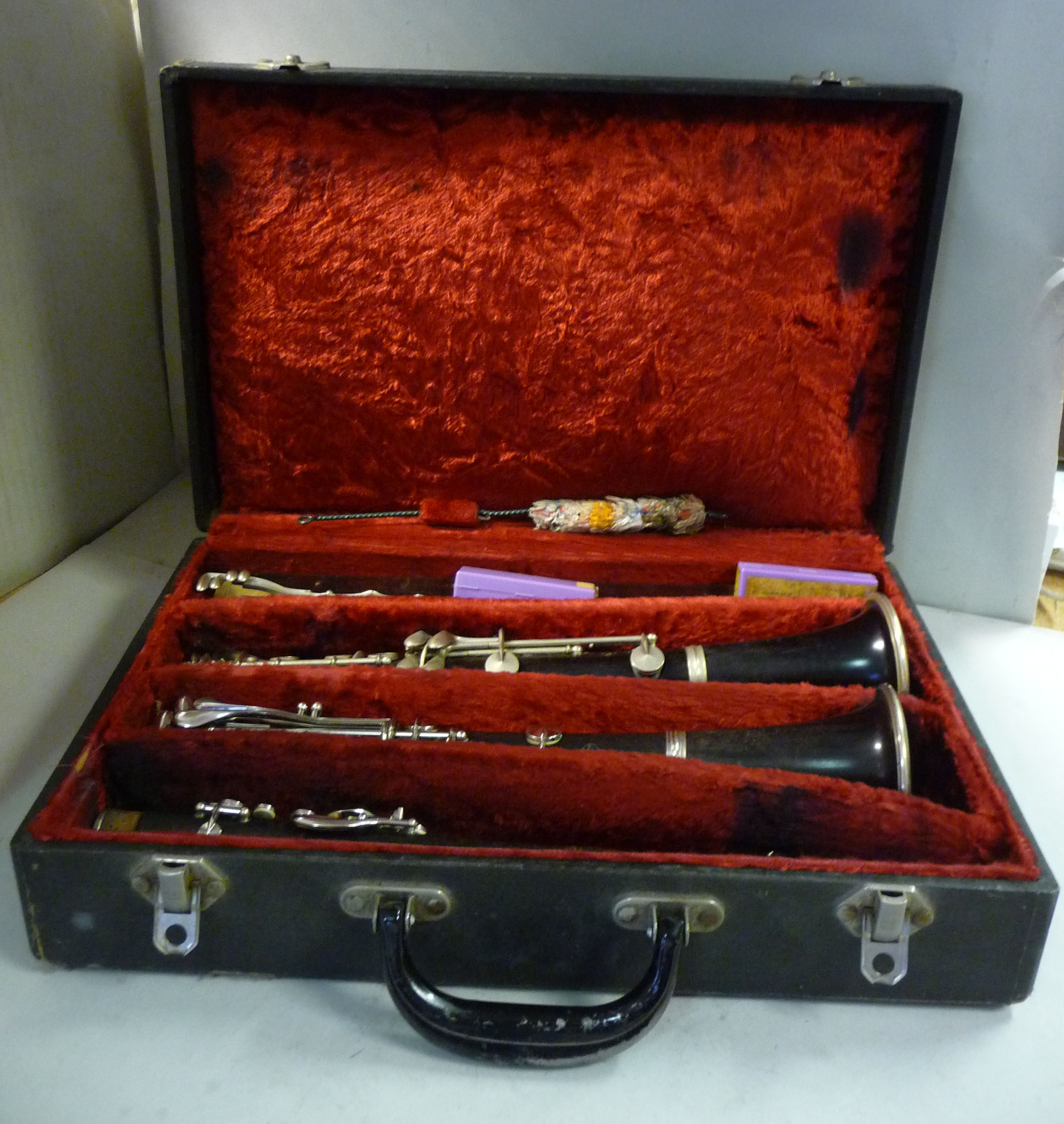 Two Buffet Cramrom & Co clarinets, distributed by Dallas of London, in a fitted maroon fabric lined, - Image 5 of 14