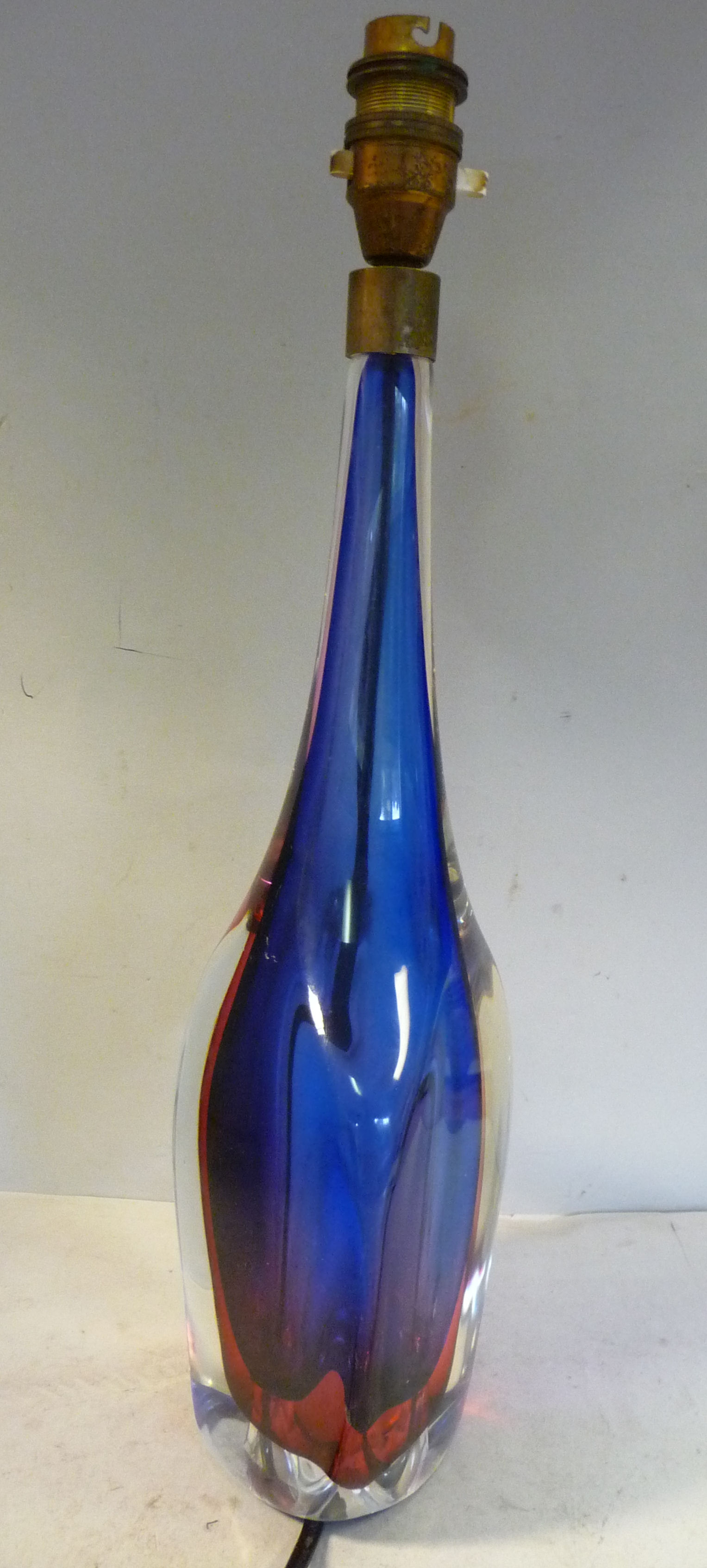 A 1950s Italian layered blue, red and mauve glass vase design table lamp of tapered, - Image 3 of 10