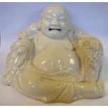 A 19thC Chinese blanc-de-chine figure, a seated Buddha, wearing robes and beads 5.