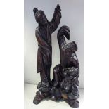 An early 20thC Chinese carved fruitwood theatrical group,