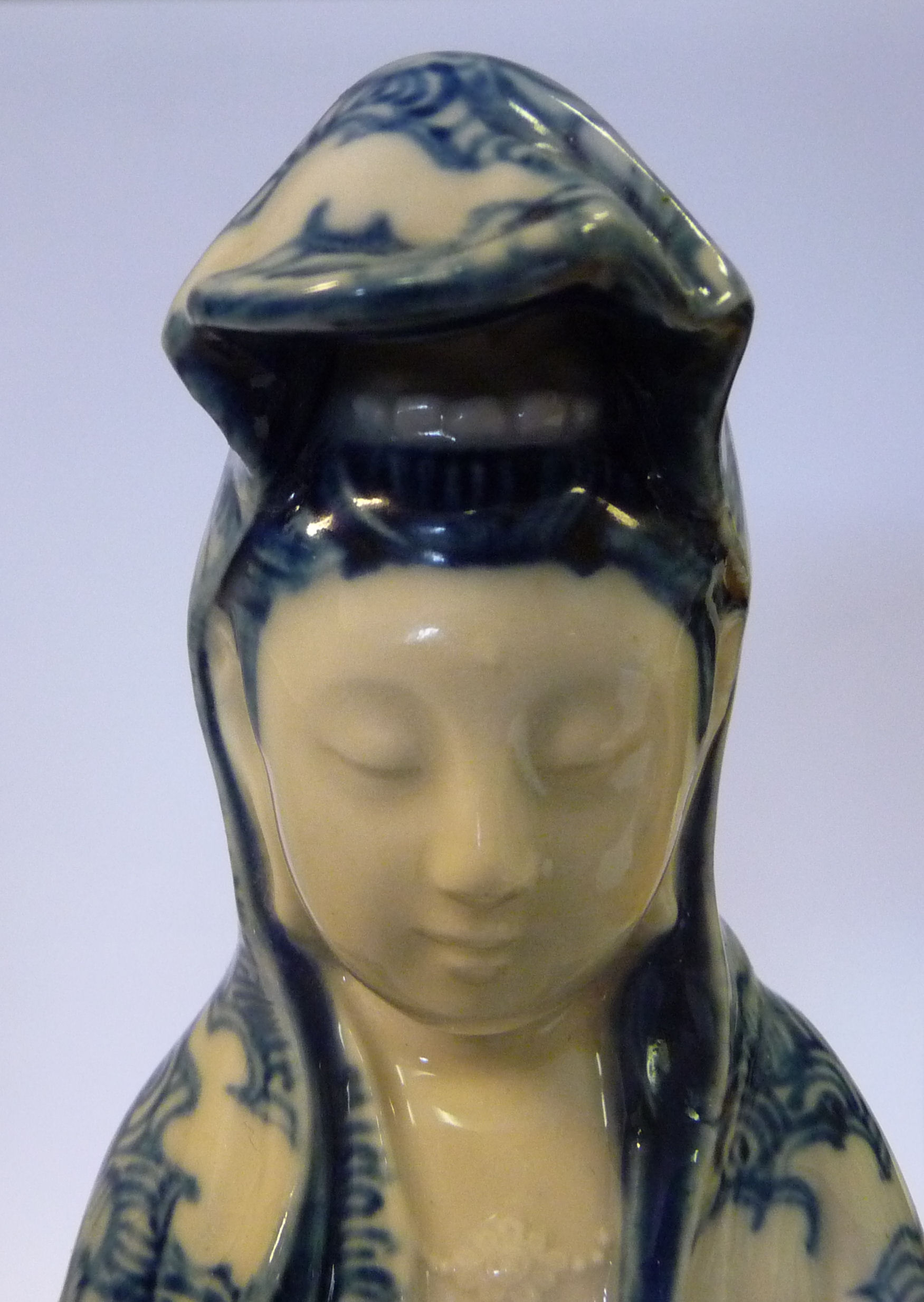 An early 20thC Chinese porcelain standing figure, Guan Yin, holding a basket of fish, - Image 11 of 11