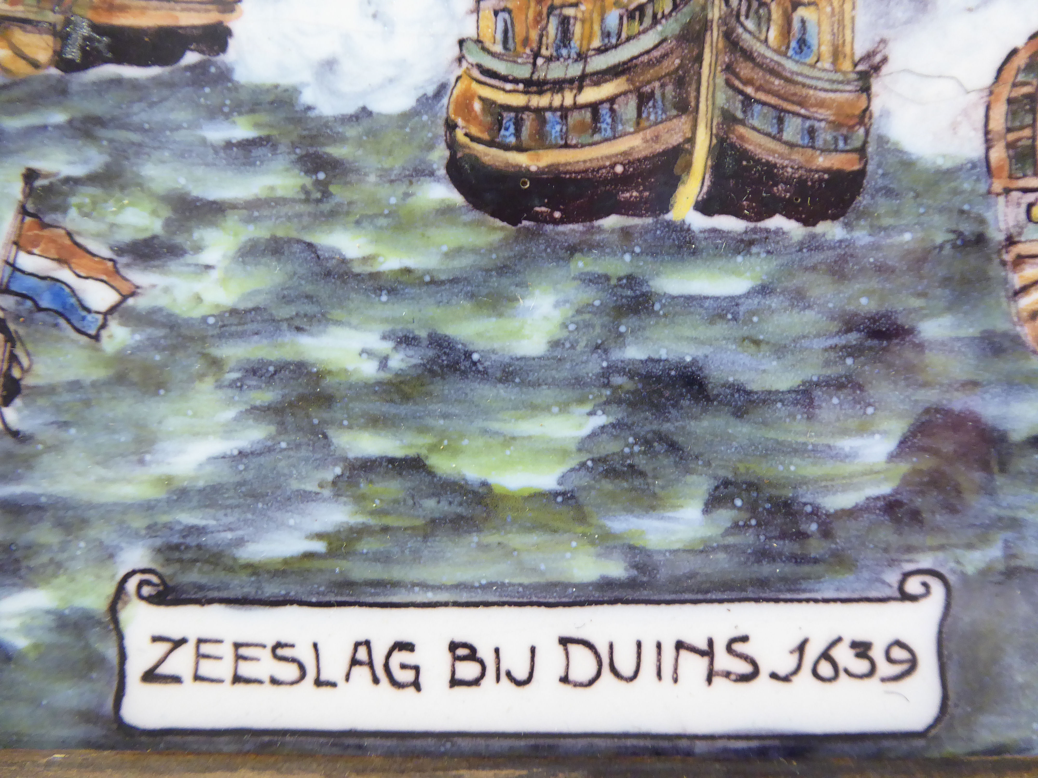 A set of six pottery plaques, depicting 'The Naval Battle of The Downs, - Image 6 of 10