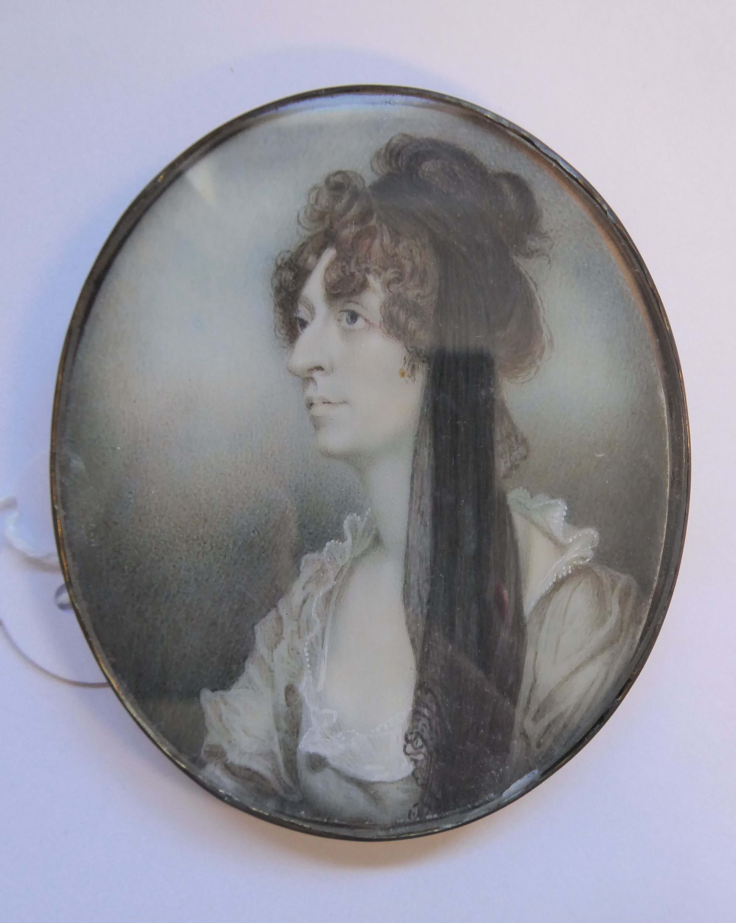 A mid/late 19thC oval, head and shoulders portrait miniature, - Image 2 of 4