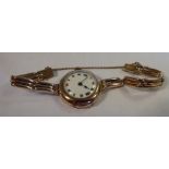 A lady's Rolex 9ct gold round cased, triple rod link bracelet wristwatch, stamped 729666,