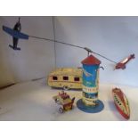 A 'vintage' Prestyn Toys 'Aero Tower' printed tinplate tower,