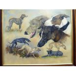 Elizabeth Ansell - a study of hounds oil on canvas bears a signature 19.